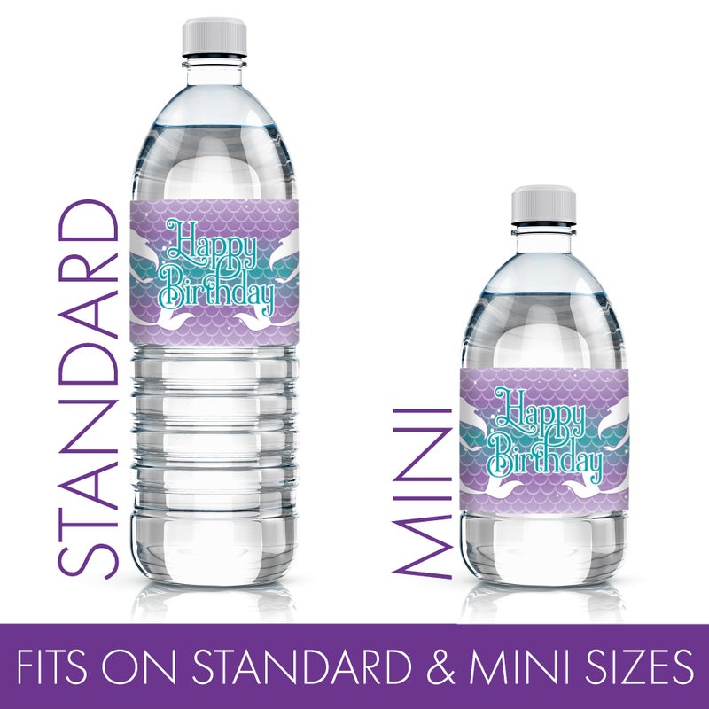 DISTINCTIVS Mermaid Birthday Water Bottle Labels â€“ 20 Stickers for Under The Sea Party Decorations, Mermaid Party Supplies for Girls - Image 3